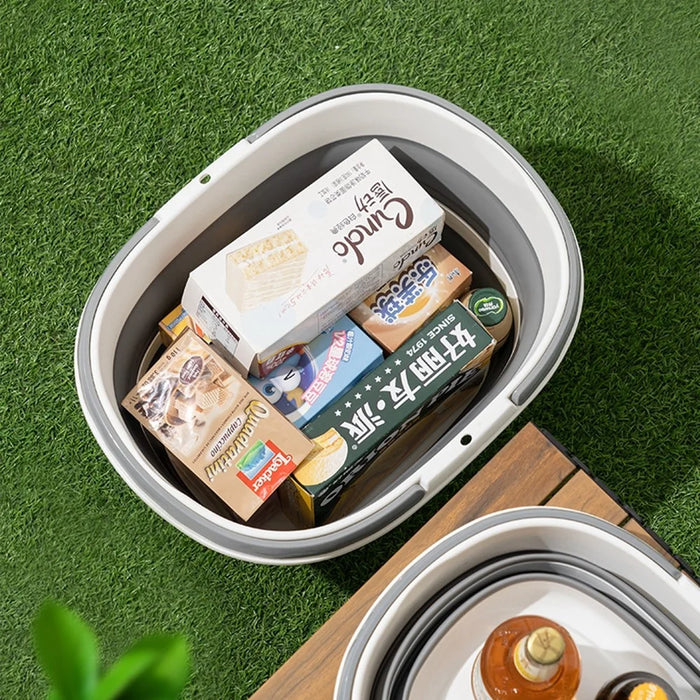 Folding Bucket 28L Portable Storage Container Dual Handle for Home / Outdoor / Car Use - Grey - 7