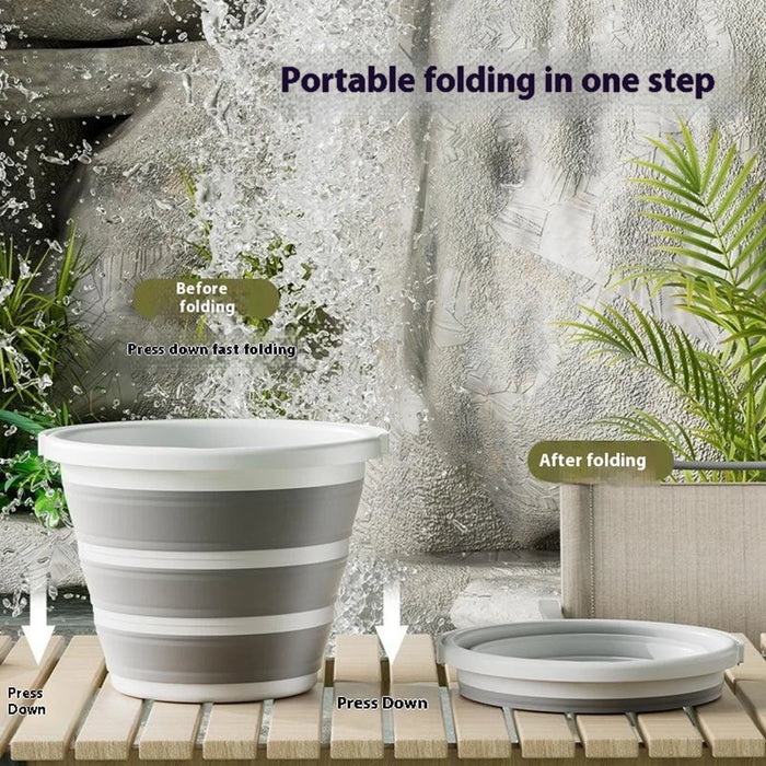 Foldable Water Bucket 6.5L Multi-Function Portable Collapsible Container for Home / Outdoor Use - Dark Grey - 3