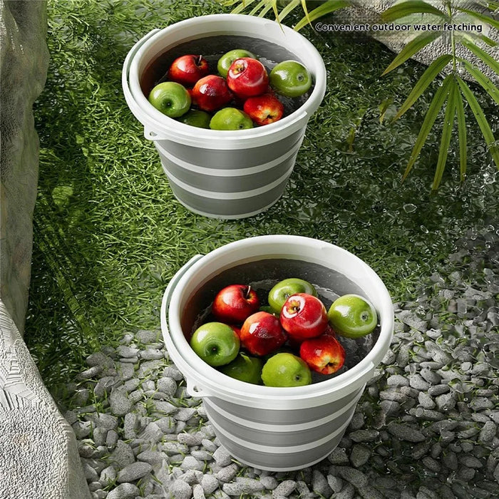 Foldable Water Bucket 10L Multi-Function Portable Collapsible Container for Home / Outdoor Use - Dark Grey - 5