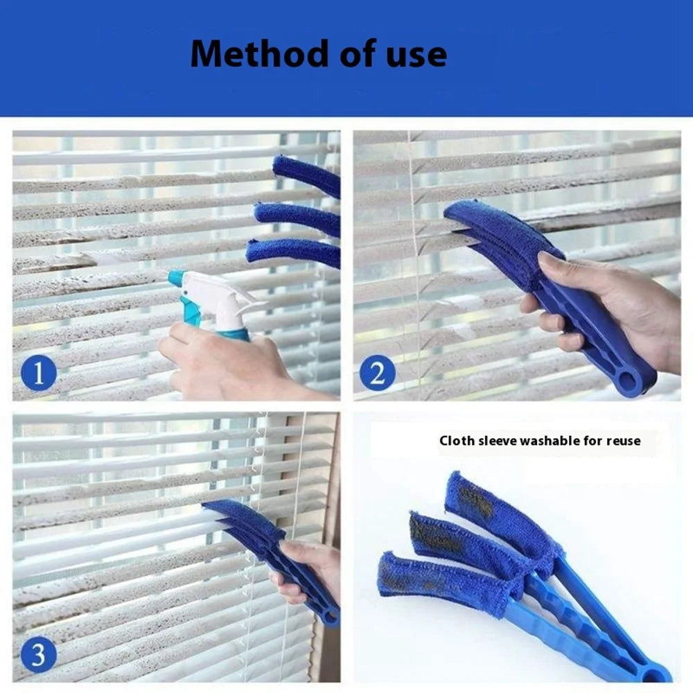 Venetian Blind Blade Cleaner Brush Window Conditioner Duster Air Conditioner Vent Outlet Cleaning Tool - Blue - 7
