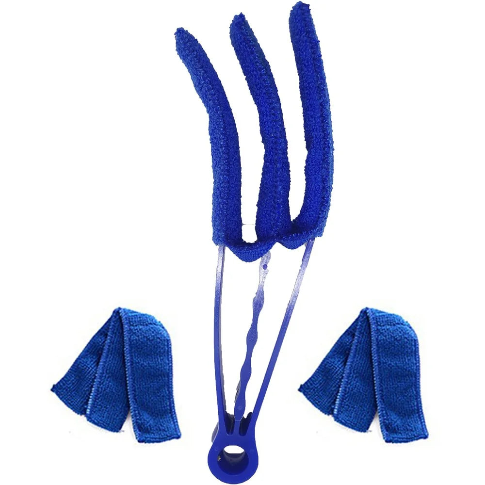 Air Conditioner Louver Blind Cleaner Brush Detachable Washable Vent Duster with 2 Replacement Heads - Blue - 1