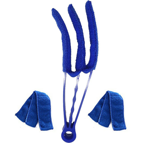 Air Conditioner Louver Blind Cleaner Brush Detachable Washable Vent Duster with 2 Replacement Heads - Blue - 1