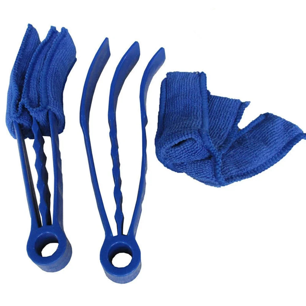 Air Conditioner Louver Blind Cleaner Brush Detachable Washable Vent Duster with 2 Replacement Heads - Blue - 2