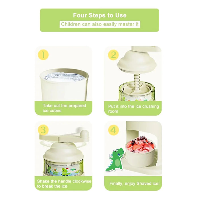 Home Manual Ice Shaver Machine Kids Cartoon Design Ice Crusher Hand Crank Snow Cone Maker (BPA Free, No FDA) - 6