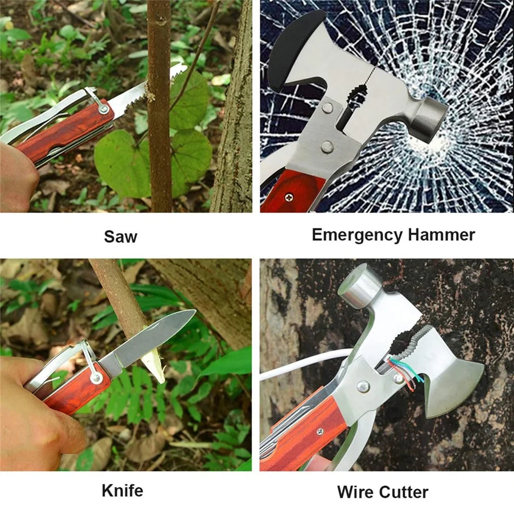 16 in 1 Multifunctional Stainless Steel Axe Hammer Outdoor Emergency Safety Tool Saw Blade - 6