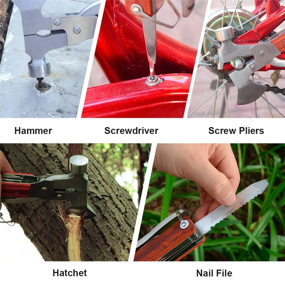 16 in 1 Multifunctional Stainless Steel Axe Hammer Outdoor Emergency Safety Tool Saw Blade - 7