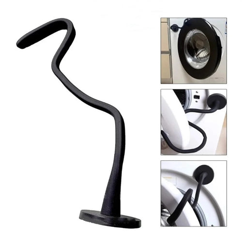 Front-Loading Washing Machine Door Prop Tool Aluminum + Silicone Keep Washer Dryer Door Open Accessory - Black - 1