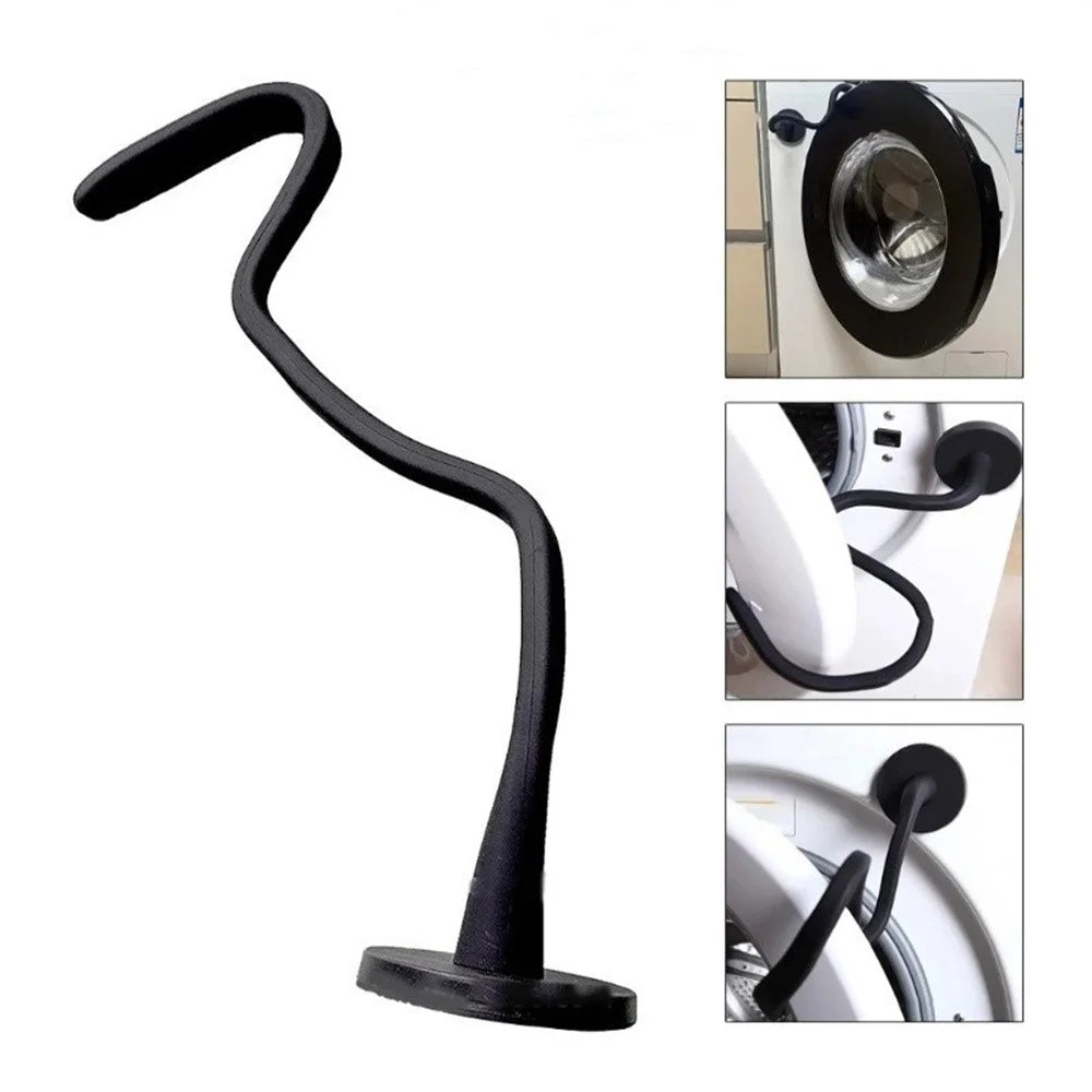 Front-Loading Washing Machine Door Prop Tool Aluminum + Silicone Keep Washer Dryer Door Open Accessory - Black - 1