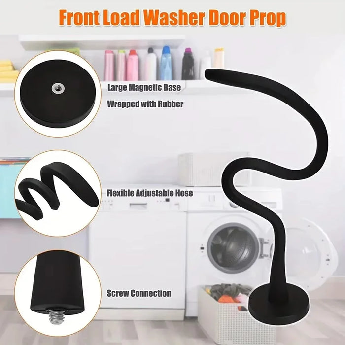 Front-Loading Washing Machine Door Prop Tool Aluminum + Silicone Keep Washer Dryer Door Open Accessory - Black - 2
