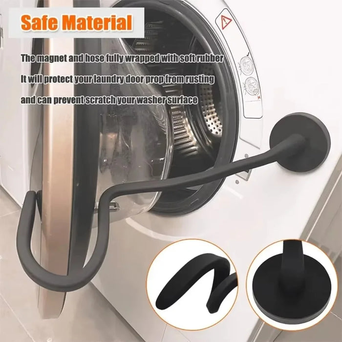 Front-Loading Washing Machine Door Prop Tool Aluminum + Silicone Keep Washer Dryer Door Open Accessory - Black - 3