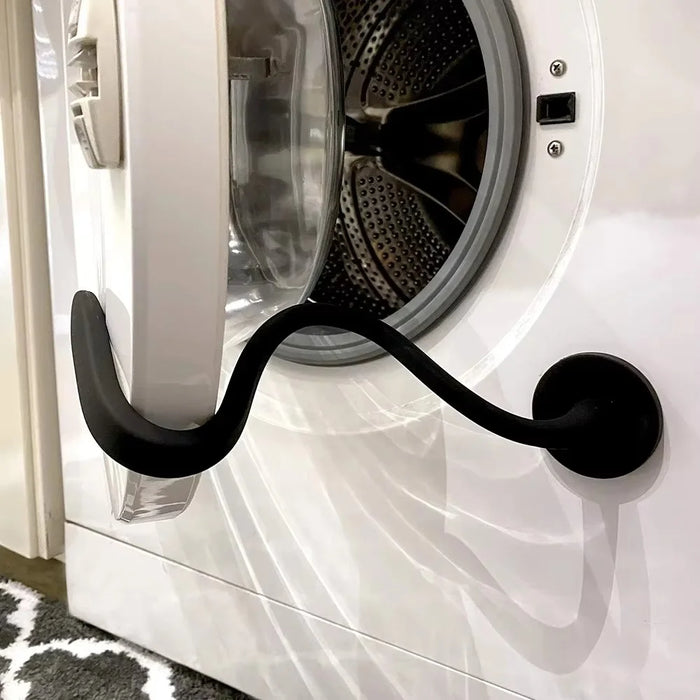 Front-Loading Washing Machine Door Prop Tool Aluminum + Silicone Keep Washer Dryer Door Open Accessory - Black - 6