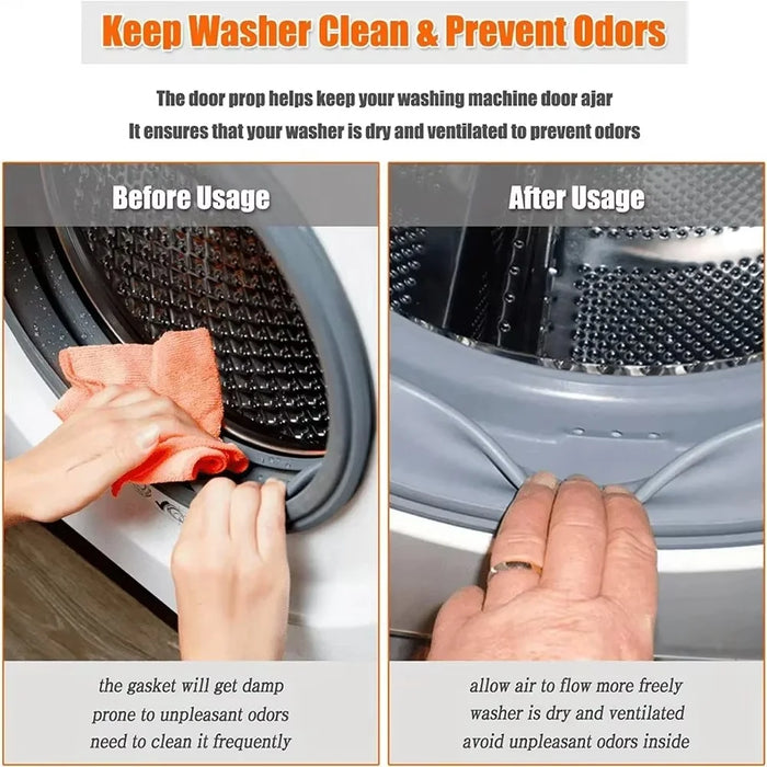 Front-Loading Washing Machine Door Prop Tool Aluminum + Silicone Keep Washer Dryer Door Open Accessory - Black - 7