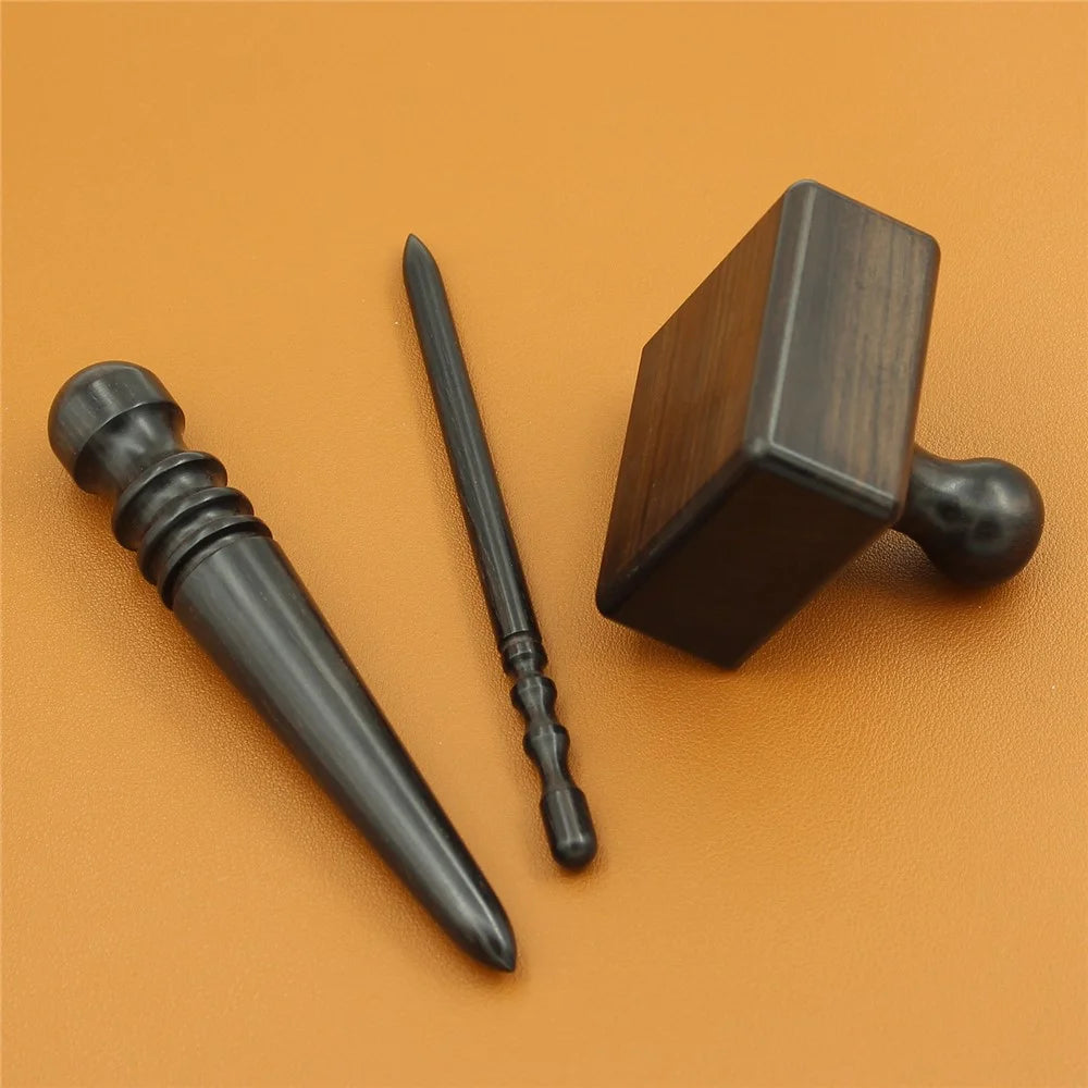 3Pcs / Set DIY Leather Edge Burnishing Tool Purple Sandalwood Burnisher Stick for Leathercraft Polishing - 3