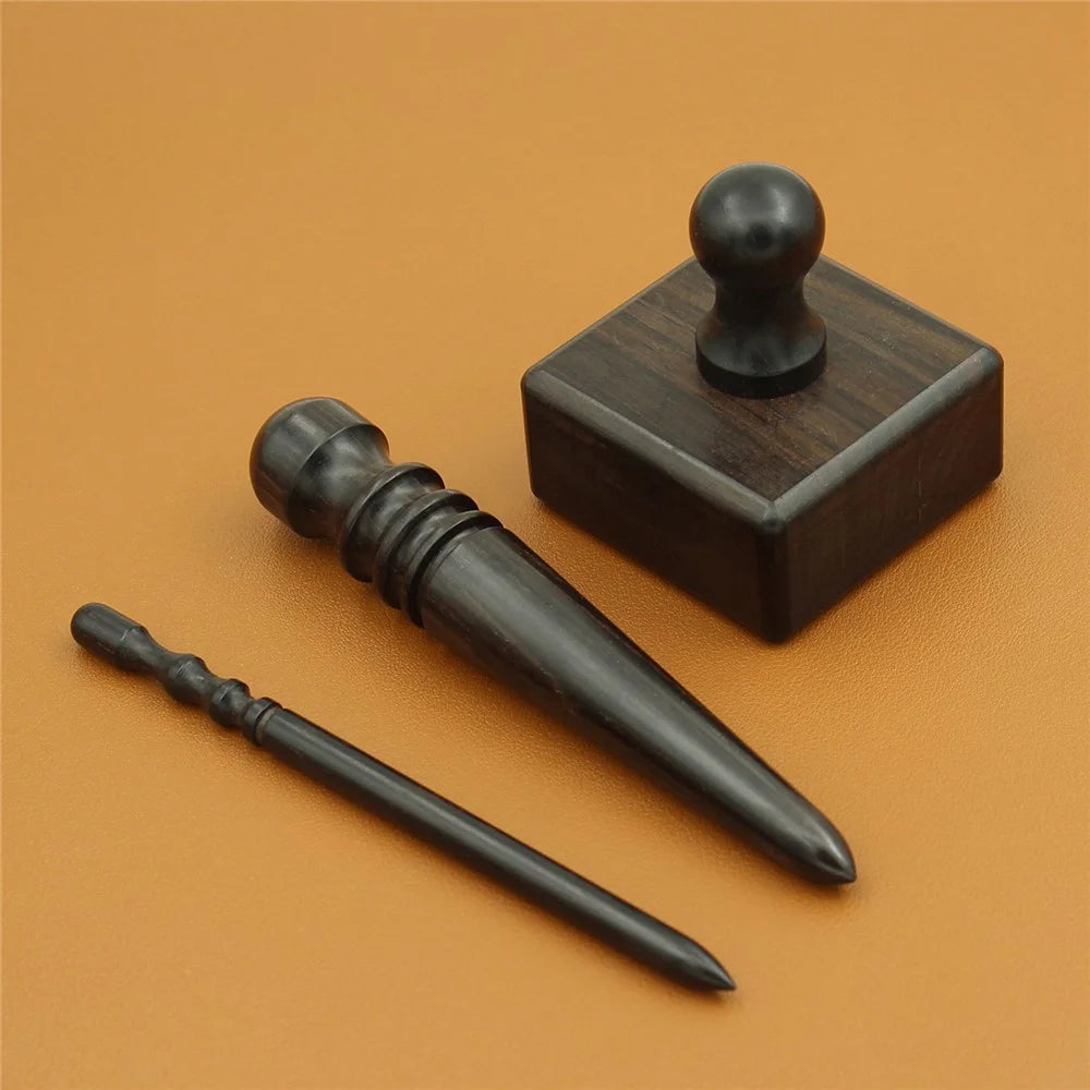 3Pcs / Set DIY Leather Edge Burnishing Tool Purple Sandalwood Burnisher Stick for Leathercraft Polishing - 5