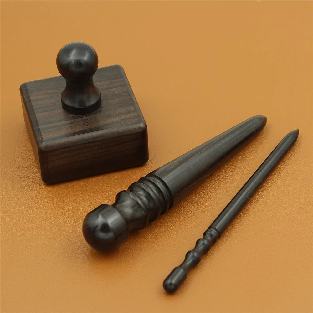 3Pcs / Set DIY Leather Edge Burnishing Tool Purple Sandalwood Burnisher Stick for Leathercraft Polishing - 7