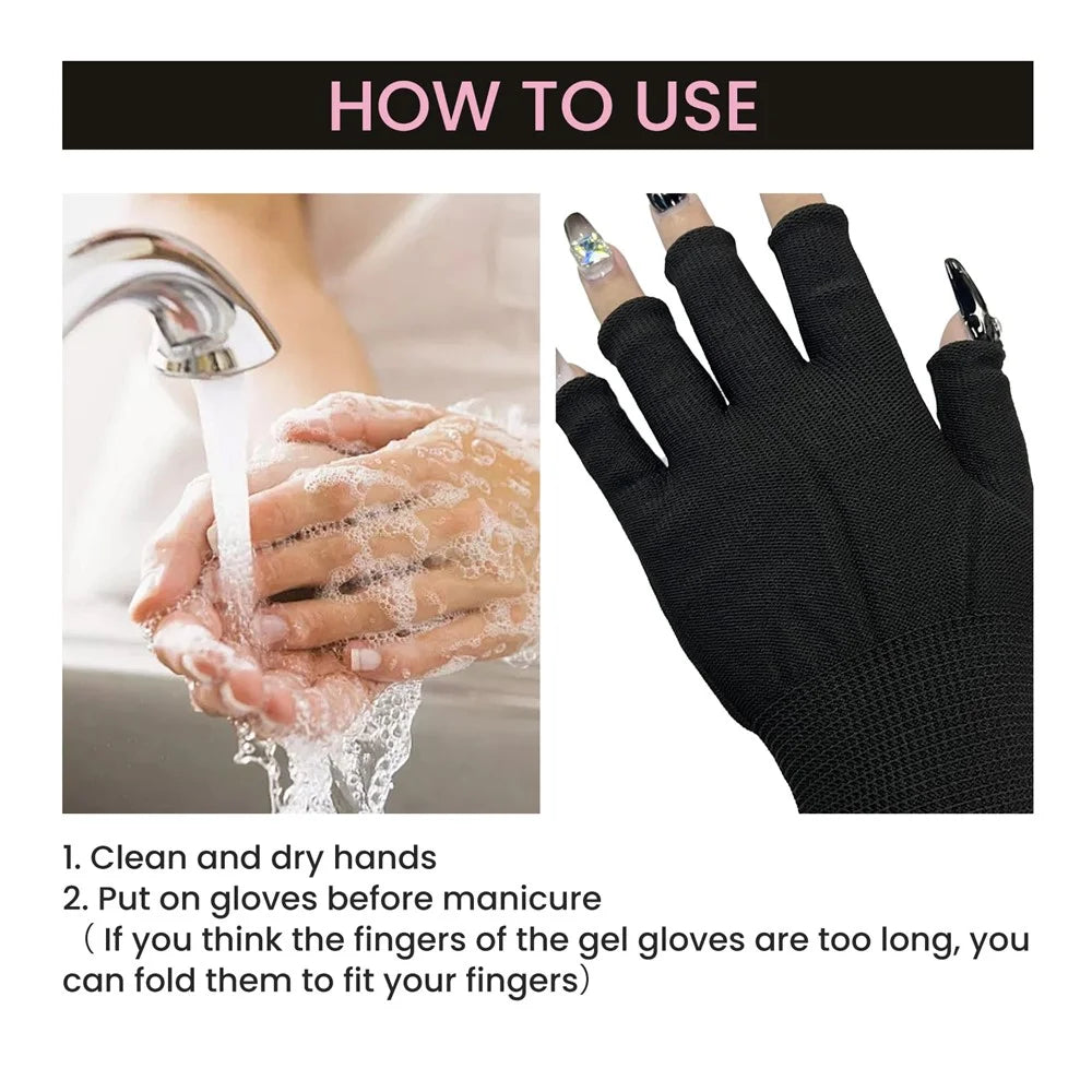 EELHOE EEA08-A129-2-PK1 Anti Darkening UV Nail Art Gloves Protective Hand Shields for Manicure Lamps - 5