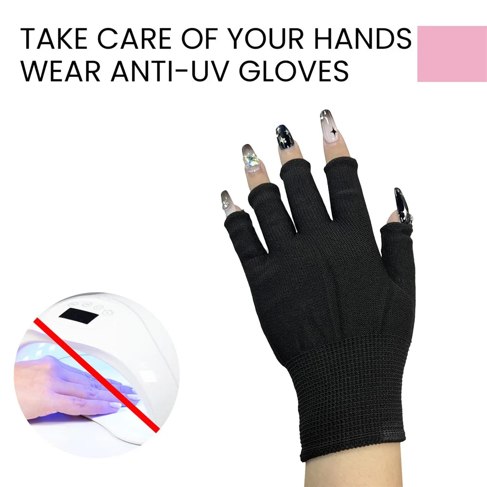 EELHOE EEA08-A129-2-PK1 Anti Darkening UV Nail Art Gloves Protective Hand Shields for Manicure Lamps - 6
