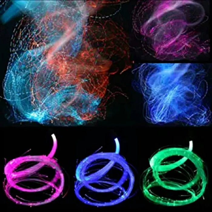 7 Colors 4 Modes 360 Degree Swivel Light Up LED Fiber Optic Whip for Rave Party Music Festival ( No Battery ) - Pink - 3