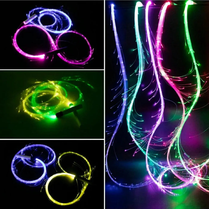 7 Colors 4 Modes 360 Degree Swivel Light Up LED Fiber Optic Whip for Rave Party Music Festival ( No Battery ) - Pink - 5