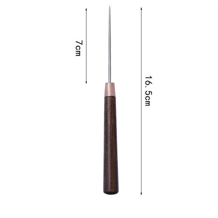 Wooden Handle Alloy Tip Awl Leather Hole Punch Tool for Fabric / Shoe / Leather Crafting Marking - 2