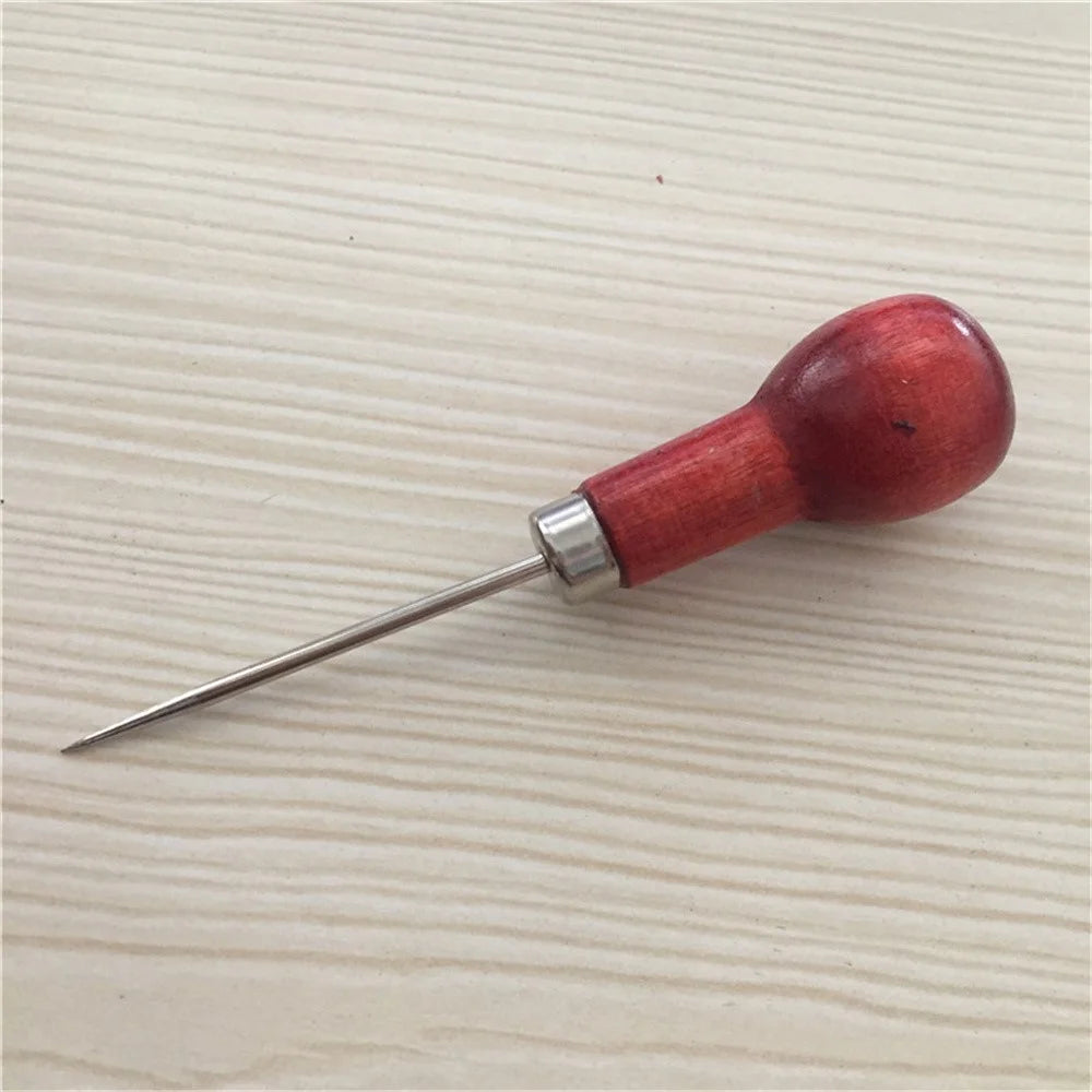 Wooden Handle Awl Gourd Shaped Leather Punch Tool for Sewing / Leathercraft / DIY Projects - 2