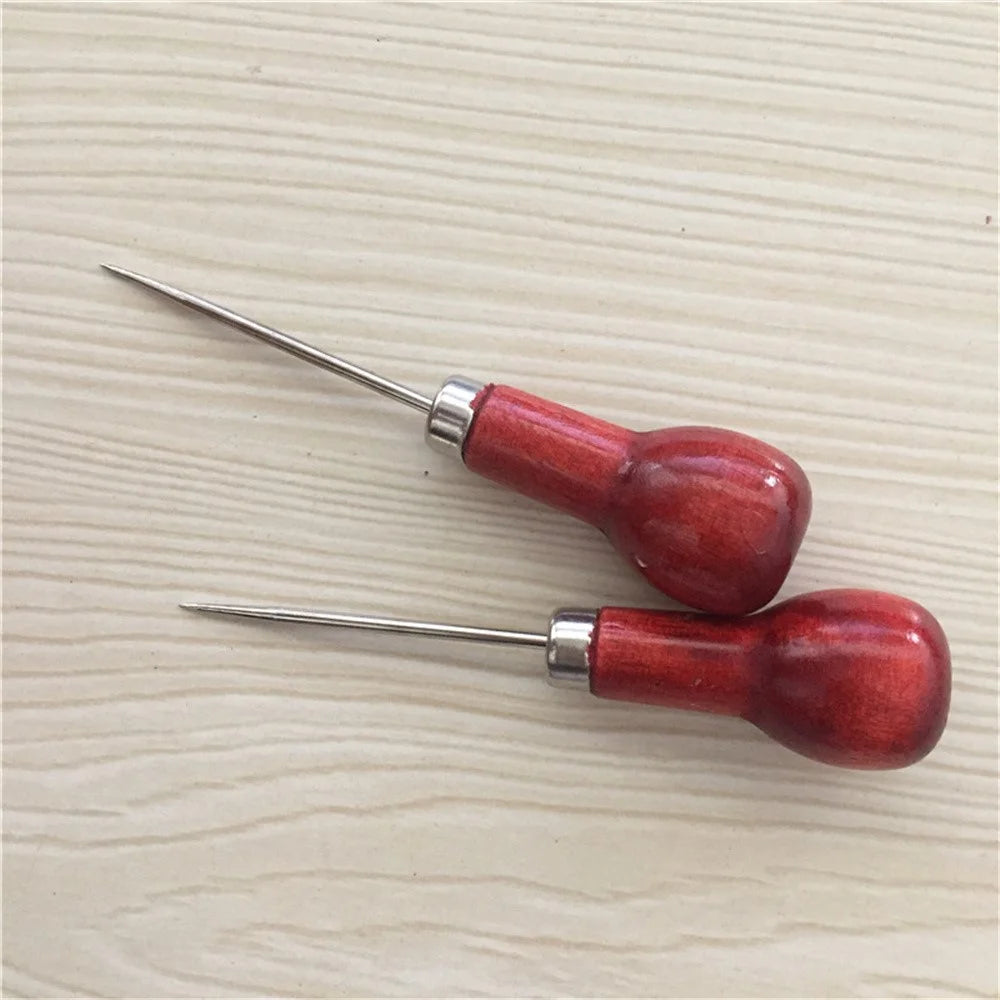 Wooden Handle Awl Gourd Shaped Leather Punch Tool for Sewing / Leathercraft / DIY Projects - 3