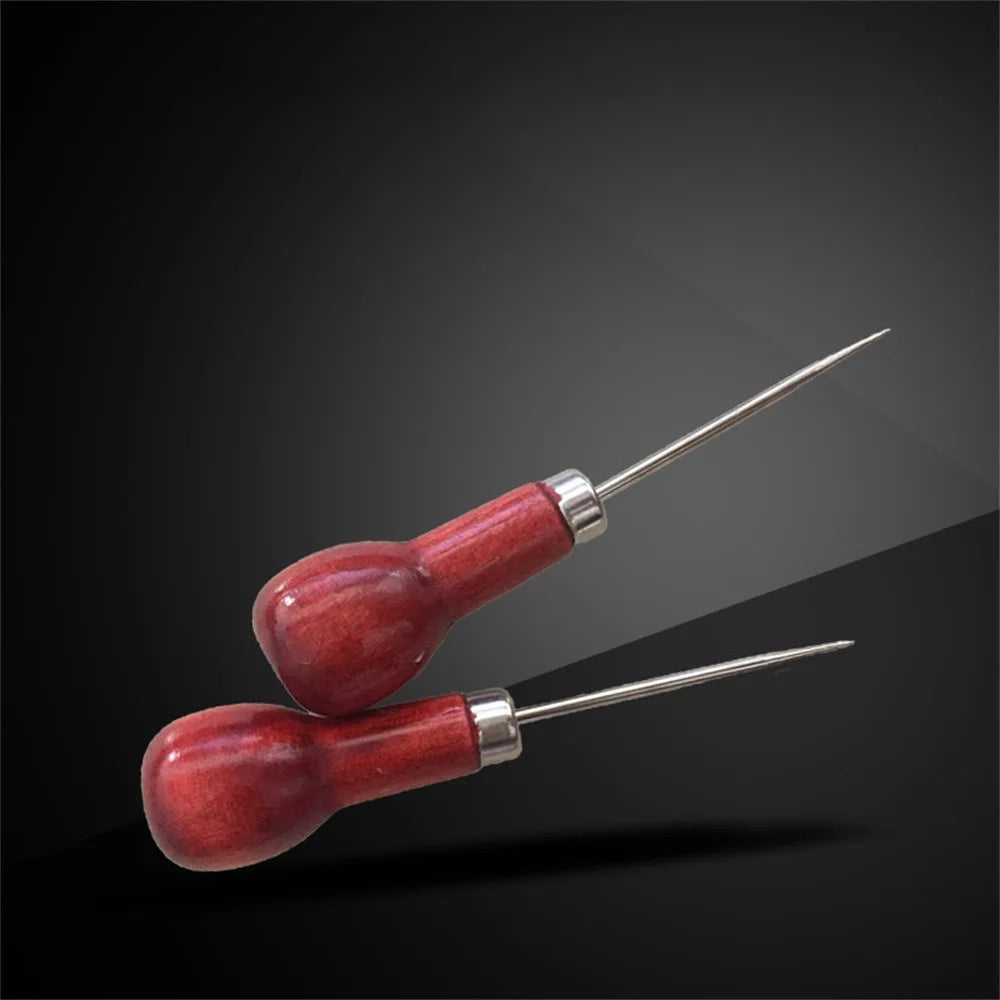 Wooden Handle Awl Gourd Shaped Leather Punch Tool for Sewing / Leathercraft / DIY Projects - 4
