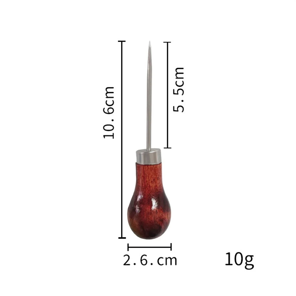 Wooden Handle Awl Gourd Shaped Leather Punch Tool for Sewing / Leathercraft / DIY Projects - 6