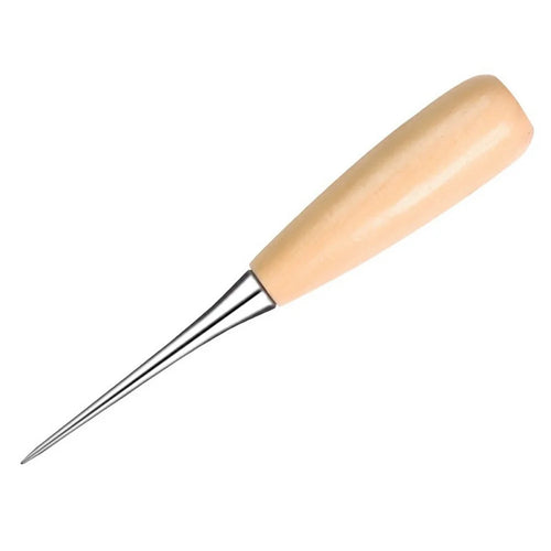 Wooden Handle Leather Awl DIY Sewing Tool Hole Punch with Protective Cap - 1
