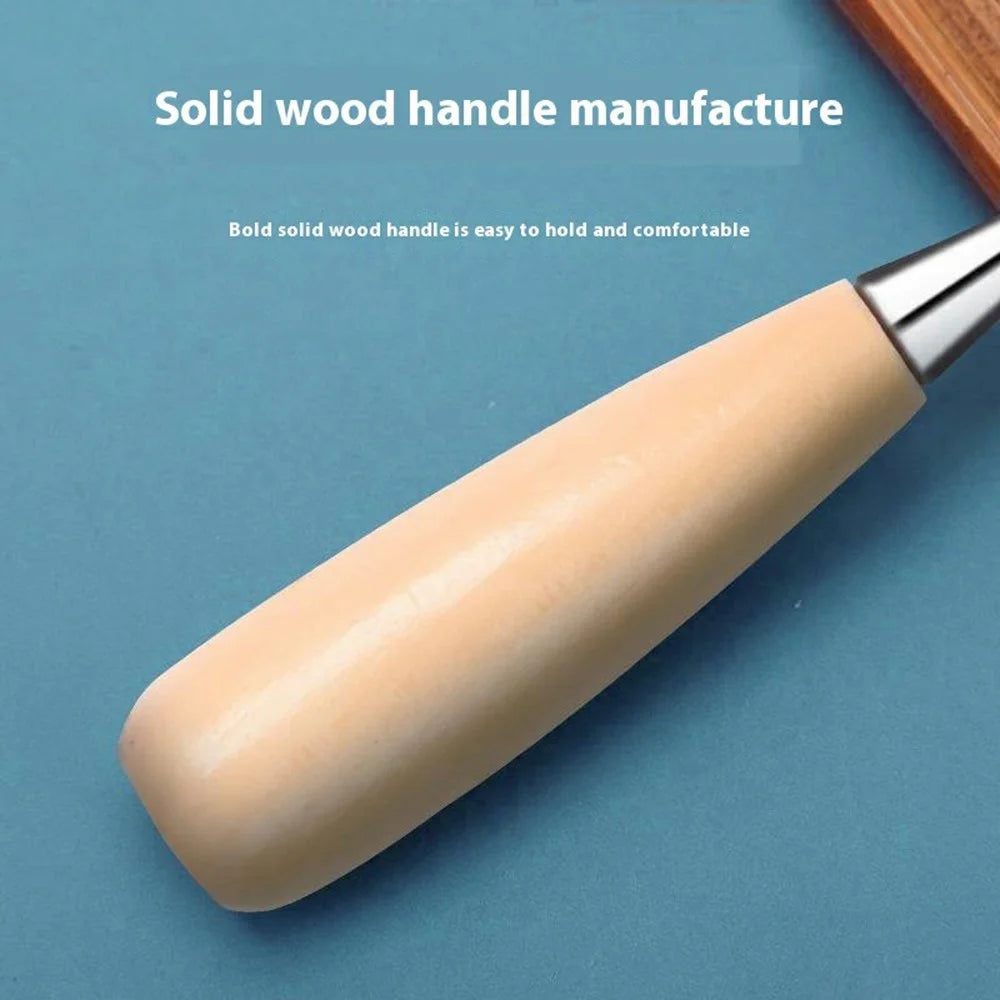 Wooden Handle Leather Awl DIY Sewing Tool Hole Punch with Protective Cap - 2