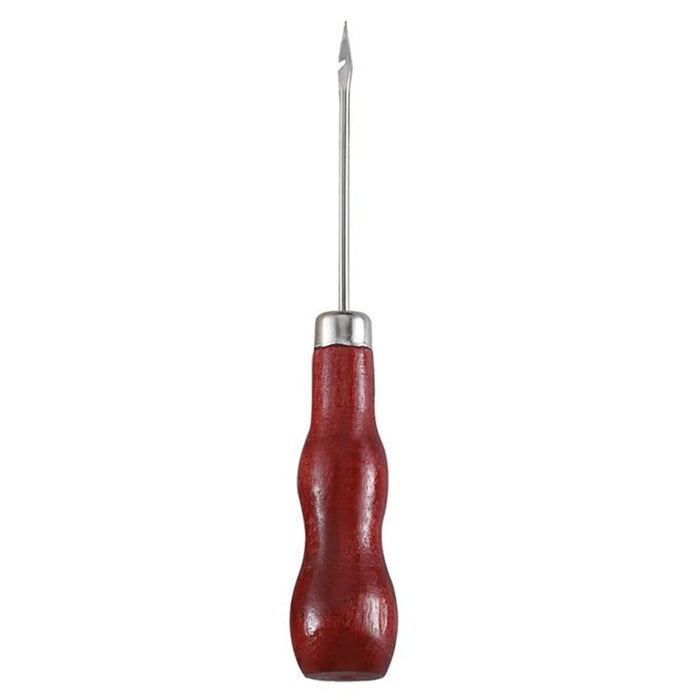DIY Sewing Tool Double Gourd Red Wood Handle Awl Sharp Tip Punch Hole Maker For Fabric / Leather Crafts - 1