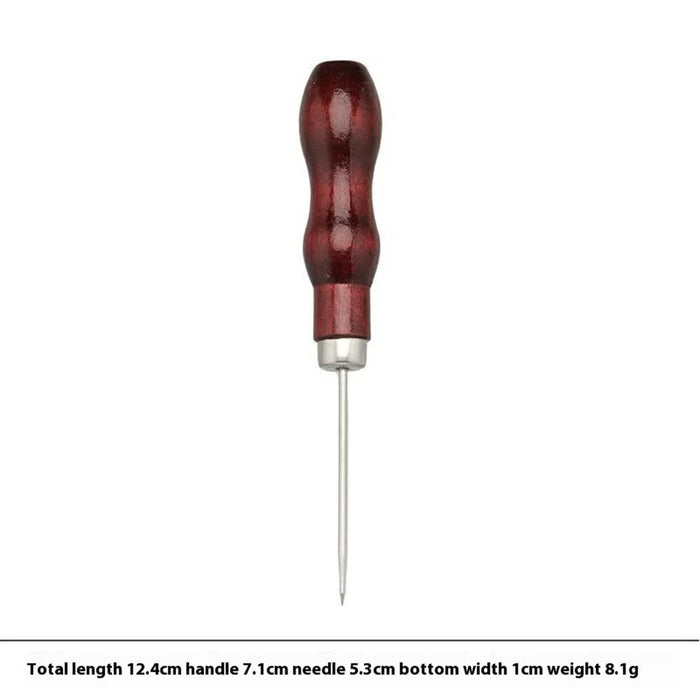 DIY Sewing Tool Double Gourd Red Wood Handle Awl Sharp Tip Punch Hole Maker For Fabric / Leather Crafts - 2