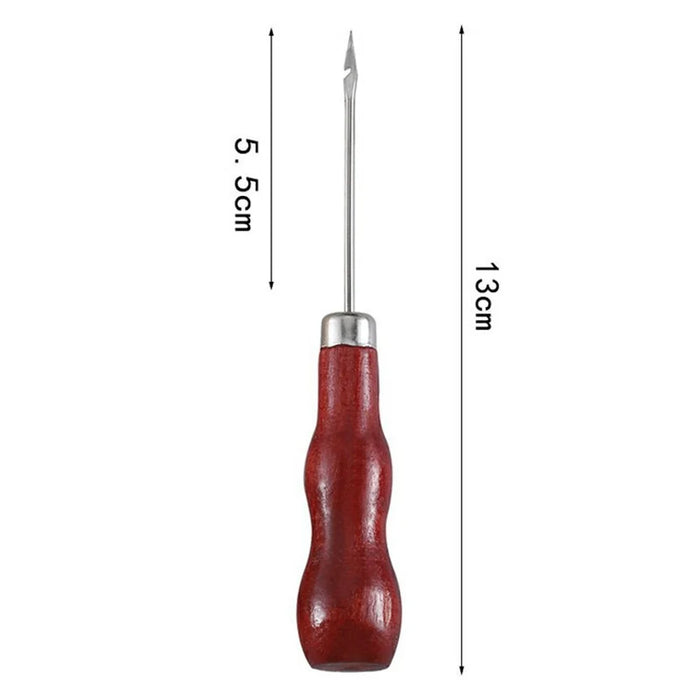 DIY Sewing Tool Double Gourd Red Wood Handle Awl Sharp Tip Punch Hole Maker For Fabric / Leather Crafts - 3
