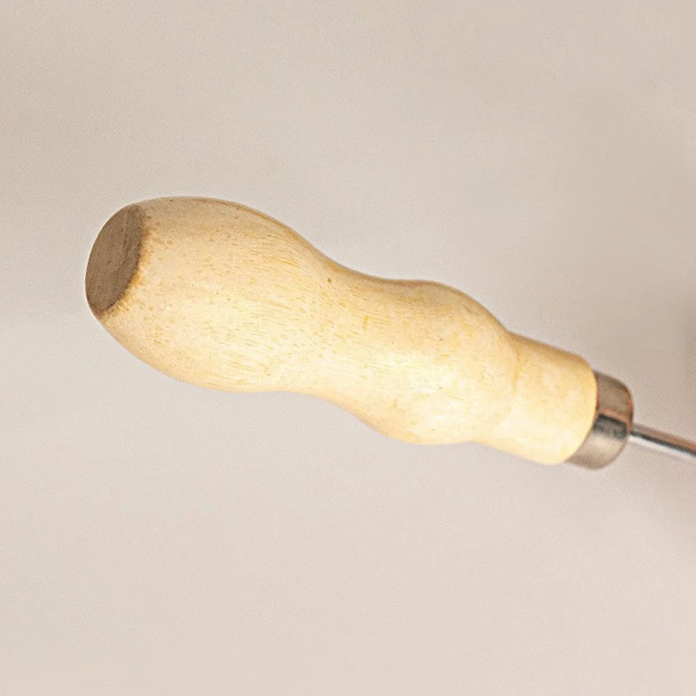 ?Double-Ended Awl Wood Handle Leather Punch Tool DIY Handcraft Stitching Hole Maker - 2