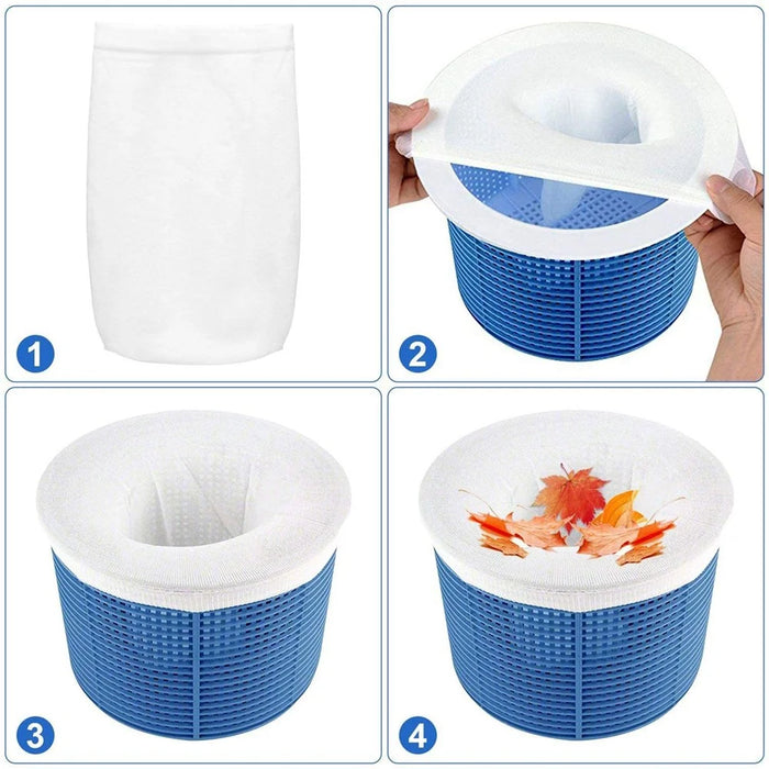 20Pcs Nylon Elastic Pool Basket Skimmer Mesh Pouch Swimming Pool Garbage Filter Socks - White - 5