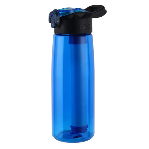 650ml Water Bottle with Filter Straw Outdoor Camping Filtered Water Cup Portable Water Purifier (BPA Free, FDA Certified) - Blue - 1
