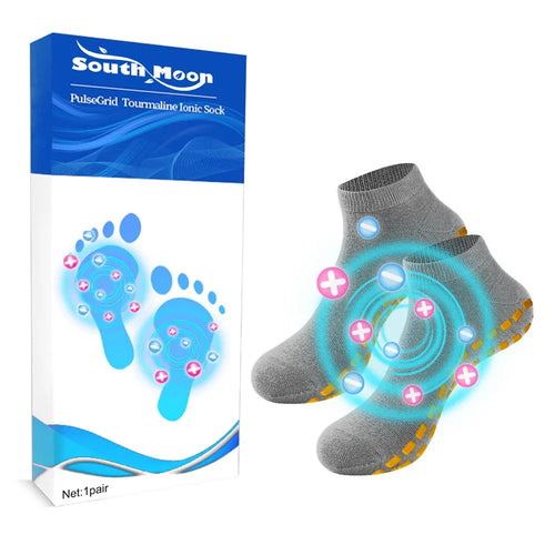 SOUTH MOON SOA06-A074-1-WH1 Tourmaline Ionic Compression Socks Non Slip Elastic Foot Care Stockings - 1