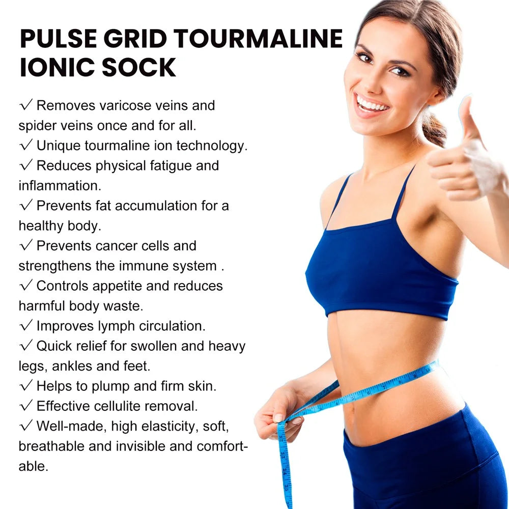 SOUTH MOON SOA06-A074-1-WH1 Tourmaline Ionic Compression Socks Non Slip Elastic Foot Care Stockings - 5