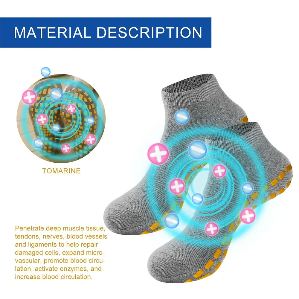 SOUTH MOON SOA06-A074-1-WH1 Tourmaline Ionic Compression Socks Non Slip Elastic Foot Care Stockings - 6