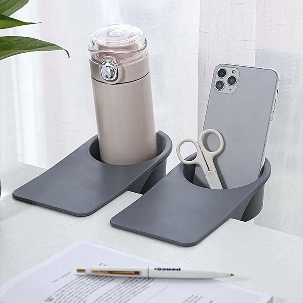 Table Side Water Cup Shelf Clamp Desktop Computer Desk Cup Holder Storage Clip, Size: L - White - 2