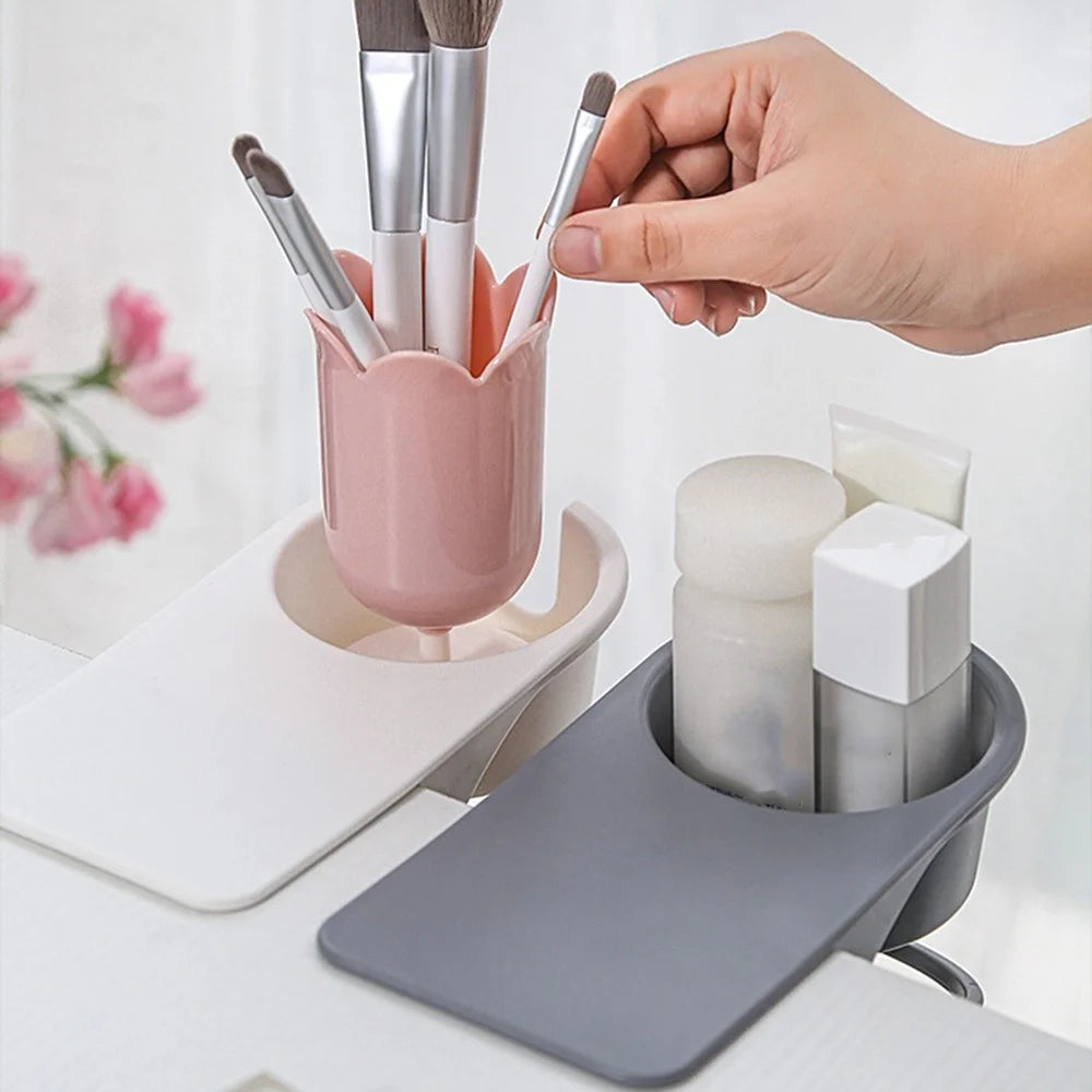 Table Side Water Cup Shelf Clamp Desktop Computer Desk Cup Holder Storage Clip, Size: L - White - 3