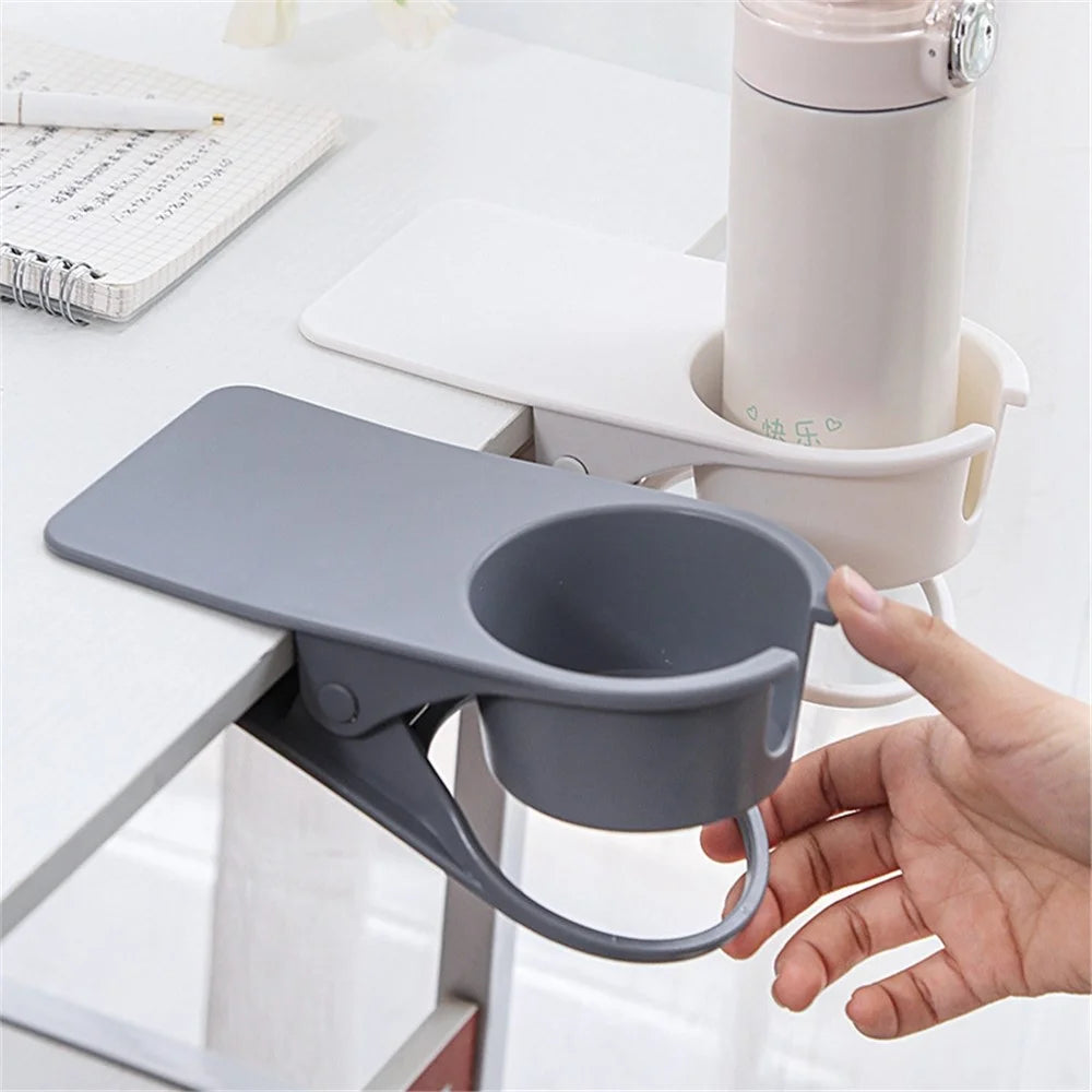 Table Side Water Cup Shelf Clamp Desktop Computer Desk Cup Holder Storage Clip, Size: L - White - 4