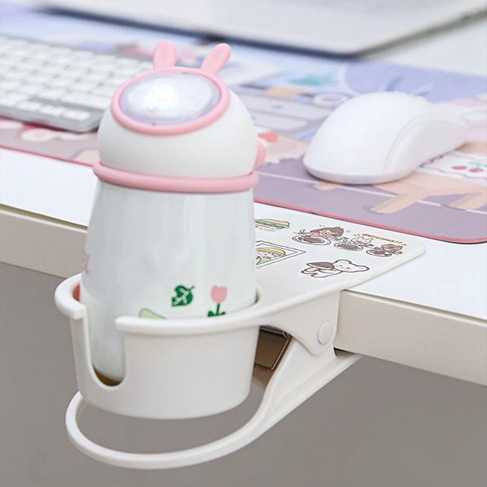 Table Side Water Cup Shelf Clamp Desktop Computer Desk Cup Holder Storage Clip, Size: L - White - 5