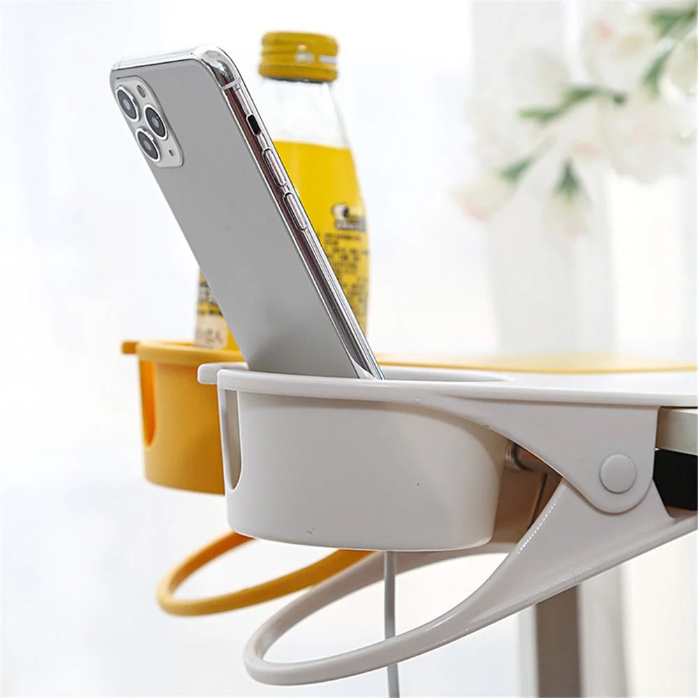 Table Side Water Cup Shelf Clamp Desktop Computer Desk Cup Holder Storage Clip, Size: L - White - 7