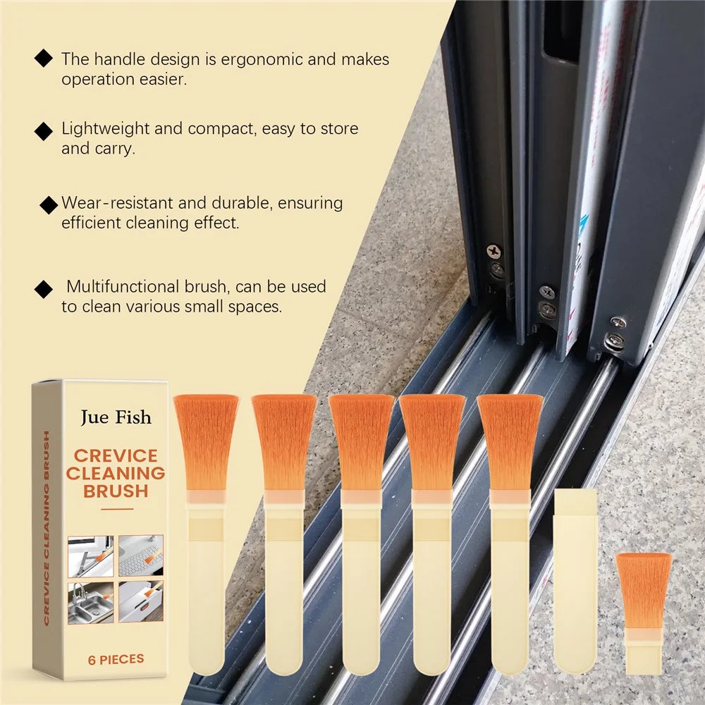 JUE-FISH JU-C09-0084-01 6Pcs Gap Cleaning Brush Set for Crevice / Small Space PP Handle Nylon Bristles - 7
