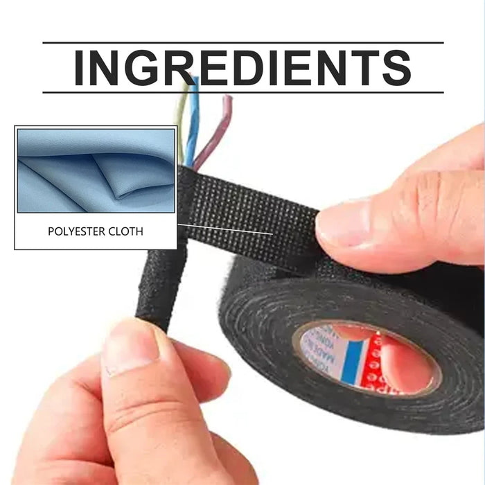 JUE-FISH JUC09-A012-1-WH1 15m High Temperature Resistant Wire Harness Cloth Tape for Electrical Applications - 5