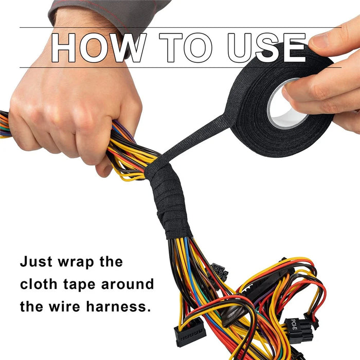 JUE-FISH JUC09-A012-1-WH1 15m High Temperature Resistant Wire Harness Cloth Tape for Electrical Applications - 7