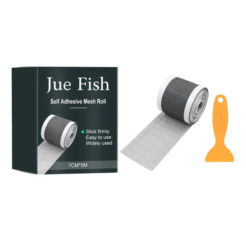 JUE-FISH JUC08-A003-1-BU1 500cm Anti Clog Self Adhesive Mesh Roll for Drain Filter Screen Repair Sink Strainer - 1