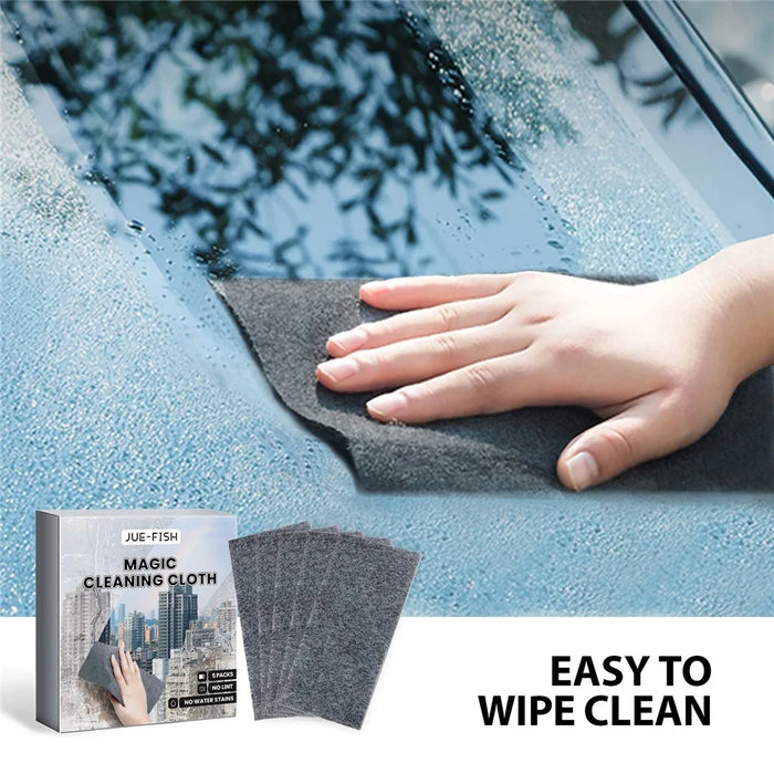 JUE-FISH JUB01-A038-5-GY1 5Pcs Magic Cleaning Cloth for Windows / Cups / Car Windshield Wet / Dry Use - 2