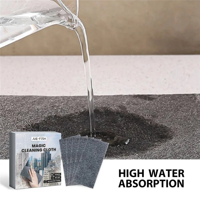JUE-FISH JUB01-A038-5-GY1 5Pcs Magic Cleaning Cloth for Windows / Cups / Car Windshield Wet / Dry Use - 3